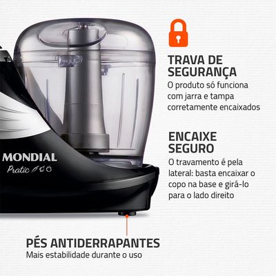 Mini Processador Mondial Preto 150W - MP-05-B 127V