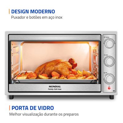 Forno Elétrico 60L Family Grill Inox Mondial Branco/Inox 1800W - FRN-60-WI 127V