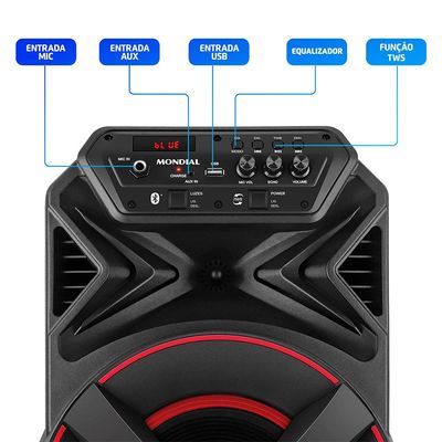 Caixa Amplificada Xsound Mondial Preto 300W RMS Bivolt - CM-300-N Bivolt