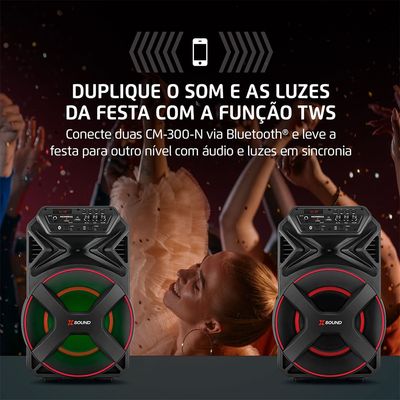 Caixa Amplificada Xsound Mondial Preto 300W RMS Bivolt - CM-300-N Bivolt