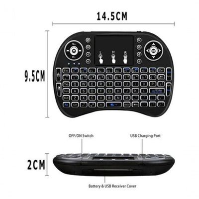 Mini Teclado Wireless Air Mouse Touch Smart Iluminado