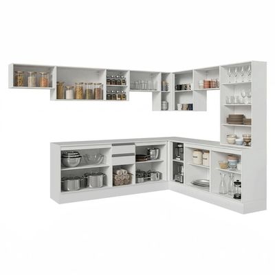 Cozinha Completa de Canto Smart 19 Portas 2 Gavetas MDF 507CM Branco Madesa