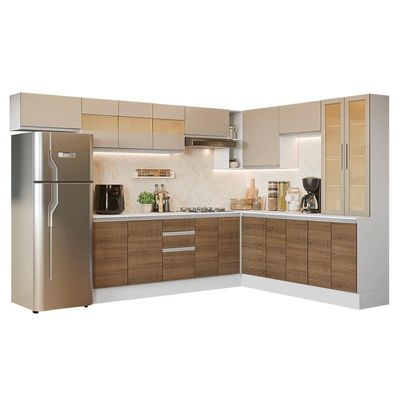 Cozinha Completa Smart 19 Portas 2 Gavetas MDF 507CM Branco Rustic Madesa