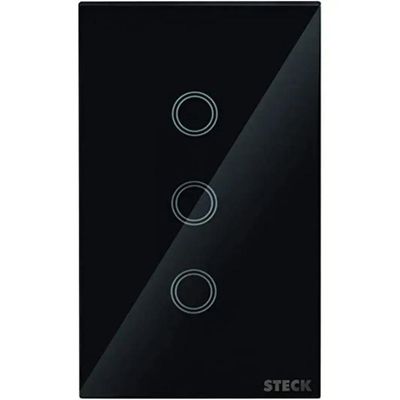 Interruptor Touch Smarteck 4x2 3 Módulos com Wi-Fi Preto Steck Bivolt