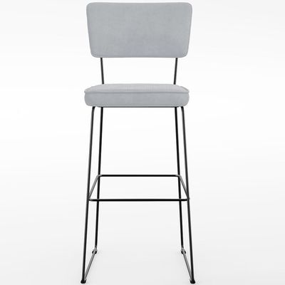 Banqueta Alta Para Cozinha Sala De Jantar Base Em Aço Fixa Allana L02 Suede Cinza - Lyam Decor
