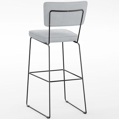 Banqueta Alta Para Cozinha Sala De Jantar Base Em Aço Fixa Allana L02 Suede Cinza - Lyam Decor