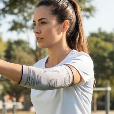 N1 Sport Cotoveleira Training Cinza P Knit 3D com Compressão Graduada Estabilização do Cotovelo e Alívio de Dor