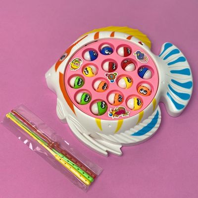 Jogo de Pesca com Base Giratória 15 Peixinhos e 3 Varas de P Colorido