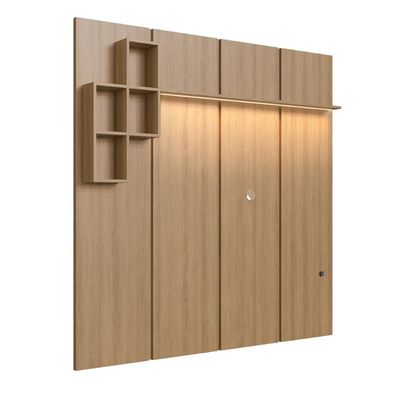 Painel para TV até 55 Polegadas 180cm com Nichos Decorativos e Iluminação em LED Nexus Mel