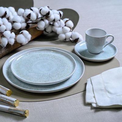 Jogo de Jantar 24 Peças Cerâmica Porto Brasil Bio Pietra 6 Pessoas Prato Xícara Café Chá Mesa Posta Cinza