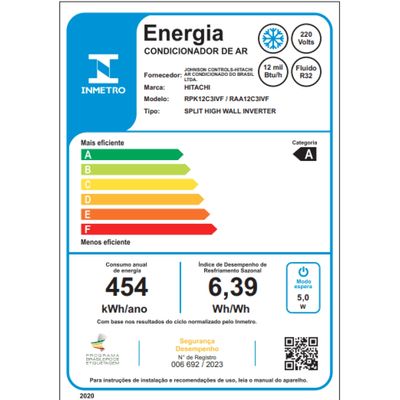 Ar Condicionado Split Hi Wall Inverter Hitachi AirHome 12.000 Btus Frio 220V R-32