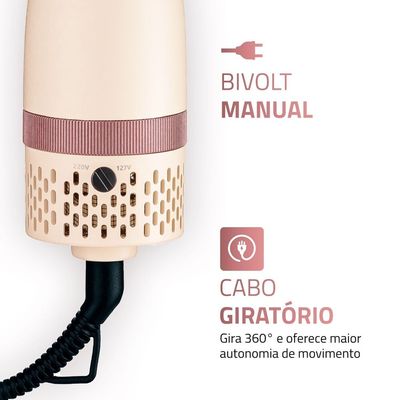 Escova Secadora Ceramic Pink Drop Mondial Rosa Claro 1300W Bivolt ES-22 Bivolt
