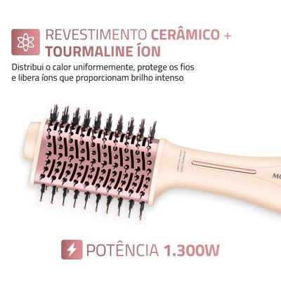 Escova Secadora Ceramic Pink Drop Mondial Rosa Claro 1300W Bivolt ES-22 Bivolt