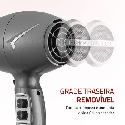 Secador de Cabelos Space Shine Mondial Grafite BIVOLT - SC-20-BI Bivolt