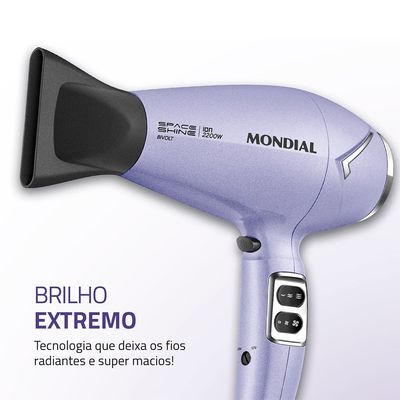 Secador de Cabelos Space Shine Mondial Lilás BIVOLT - SC-21-BI Bivolt