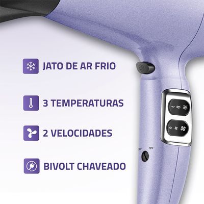 Secador de Cabelos Space Shine Mondial Lilás BIVOLT - SC-21-BI Bivolt