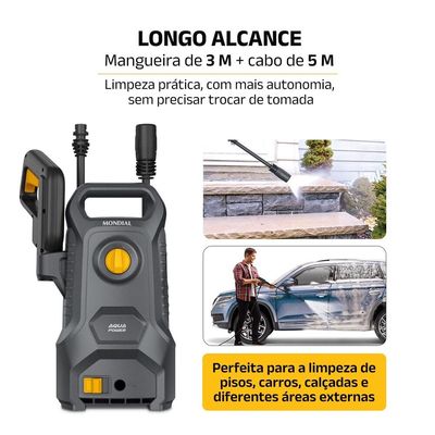 Lavadora de Alta Pressão Aqua Power Mondial Cinza 1400W - LAP-04-GY 220V