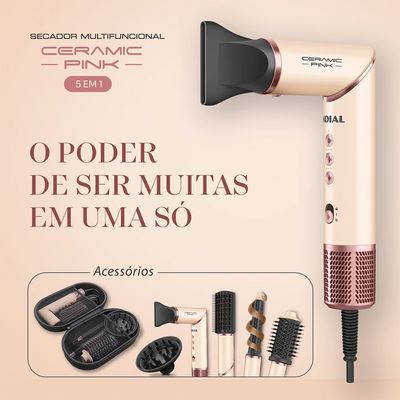 Secador Multifuncional 5 em 1 Mondial Rosa Claro 1500W - SM-01-BLDC-CP 127V
