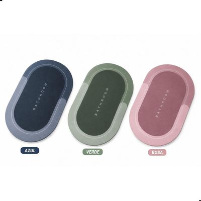 Tapete de Banheiro Oval Absorvente Antiderrapante 58x38cm Bege Smart Lions