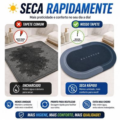 Tapete de Banheiro Oval Absorvente Antiderrapante 58x38cm Bege Smart Lions