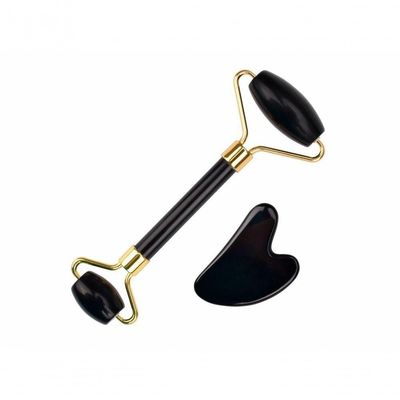 Rolo Massageador Facial Smart GR com Obsidiana Negra e Guasha Coração para Drenagem e Relaxamento 1