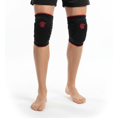 Joelheira Slide Flamengo Preta Vermelha P Knit 3D Espuma 12M