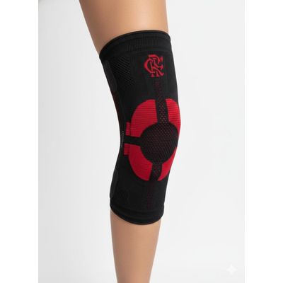 Joelheira Pro Flamengo Preta G Knit 3D Compressão Graduada
