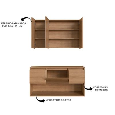 Gabinete de Banheiro Suspenso 110cm com Espelheira Lavinia s