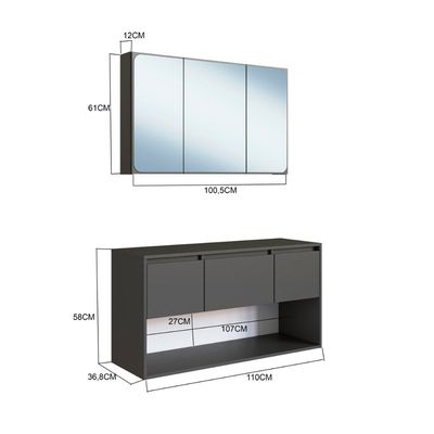 Gabinete de Banheiro Suspenso 110cm com Espelheira Lavinia s
