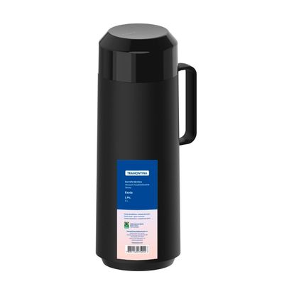 Garrafa Térmica Tramontina Exata 1 Litro em Plástico Preto com Ampola de Vidro