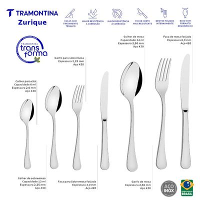 Faqueiro Tramontina Zurique 101 Peças Aço Inox