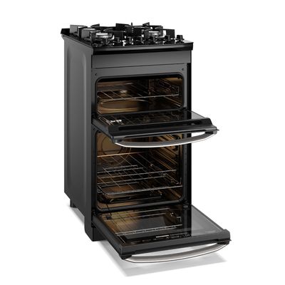 Fogão 4 bocas Electrolux Preto Experience Mesa de Vidro, 2 Fornos e Grade de Ferro Fundido (FE4DB) 220V