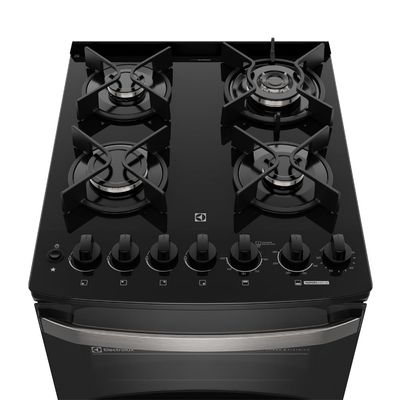 Fogão 4 bocas Electrolux Preto Experience Mesa de Vidro, 2 Fornos e Grade de Ferro Fundido (FE4DB) 220V