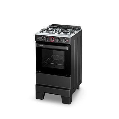 Fogão Ideal Super 4 Bocas com Mesa em Inox Esmaltec Preto / Bivolt