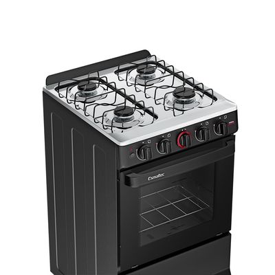 Fogão Ideal Super 4 Bocas com Mesa em Inox Esmaltec Preto / Bivolt
