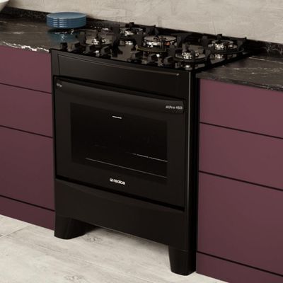 Fogão 5 Bocas A Gás/elétrico Com Airfryer Alpro 450 Realce CR233 Preto 110V