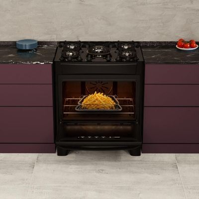 Fogão 5 Bocas A Gás/elétrico Com Airfryer Alpro 450 Realce CR233 Preto 110V
