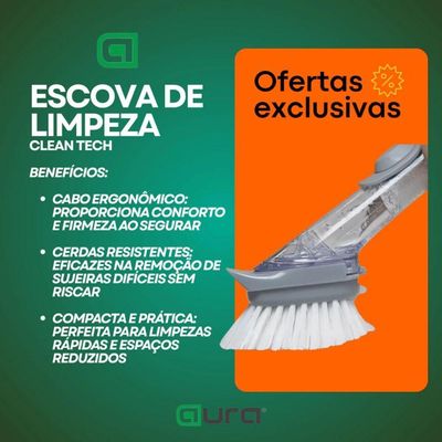 Escova de Limpeza com Reservatório Dispenser Multiuso Louças Panelas Fogão