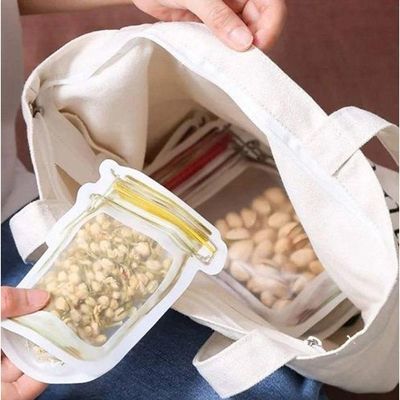 Kit 3 Sacos Porta Alimento Reutilizáveis com Lacre PVC Geladeira Freezer Shopmix