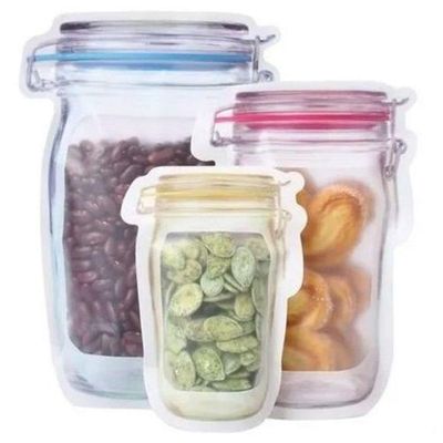 Kit 3 Sacos Porta Alimento Reutilizáveis com Lacre PVC Geladeira Freezer Shopmix
