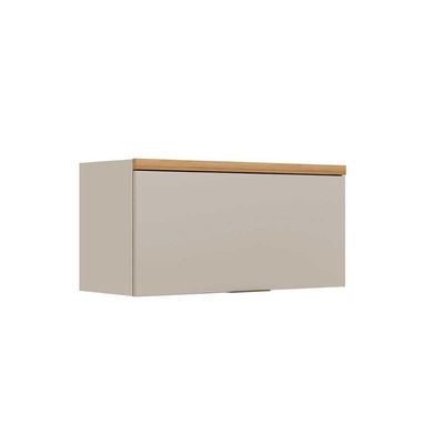 Armário Aéreo Allure Geladeira 1 Porta Basculante MDF 80CM Jequitiba e Gris Linea Brasil