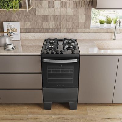 Fogão 4 Bocas Atlas Agile Up Glass Automático Mesa De Vidro Preto Bivolt