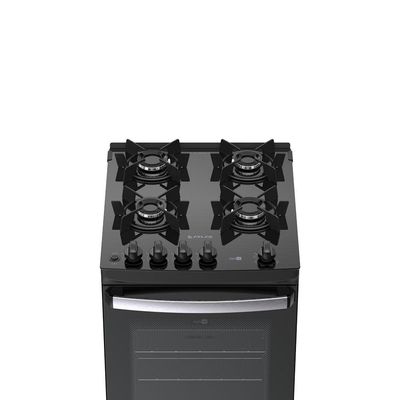 Fogão 4 Bocas Atlas Agile Up Glass Automático Mesa De Vidro Preto Bivolt