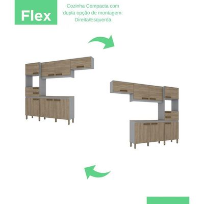 Cozinha Compacta 4 Peças Com Aéreo Geladeira Zoey Casa 812 Nature Com Off White