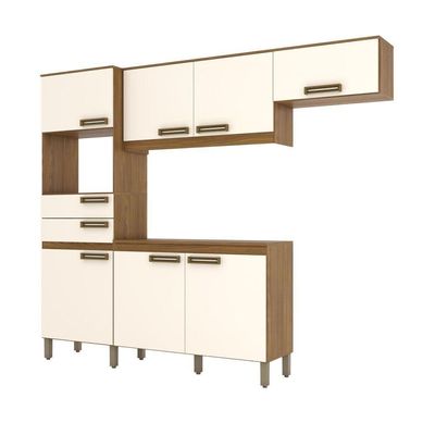 Cozinha Compacta 4 Peças Com Aéreo Geladeira Zoey Casa 812 Nature Com Off White