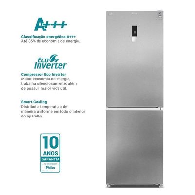 Geladeira Duplex Philco 458L Frost Free Eco Inverter PRF45A Inox 220V