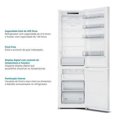 Geladeira Duplex Philco 458L Frost Free Eco Inverter PRF45A Inox 220V