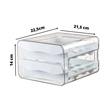 Caixa Organizadora para Ovos Gaveteiro Duplo em Polipropileno para Geladeira Branco Premium Colchões