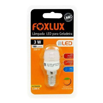 Lâmpada LED para Geladeira LED 3W 220V Resistente a Temperaturas Amarelo Foxlux