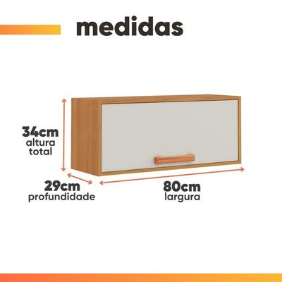 Armário Aéreo De Geladeira 1 Porta 0,80m Núbia Madeirado/off White